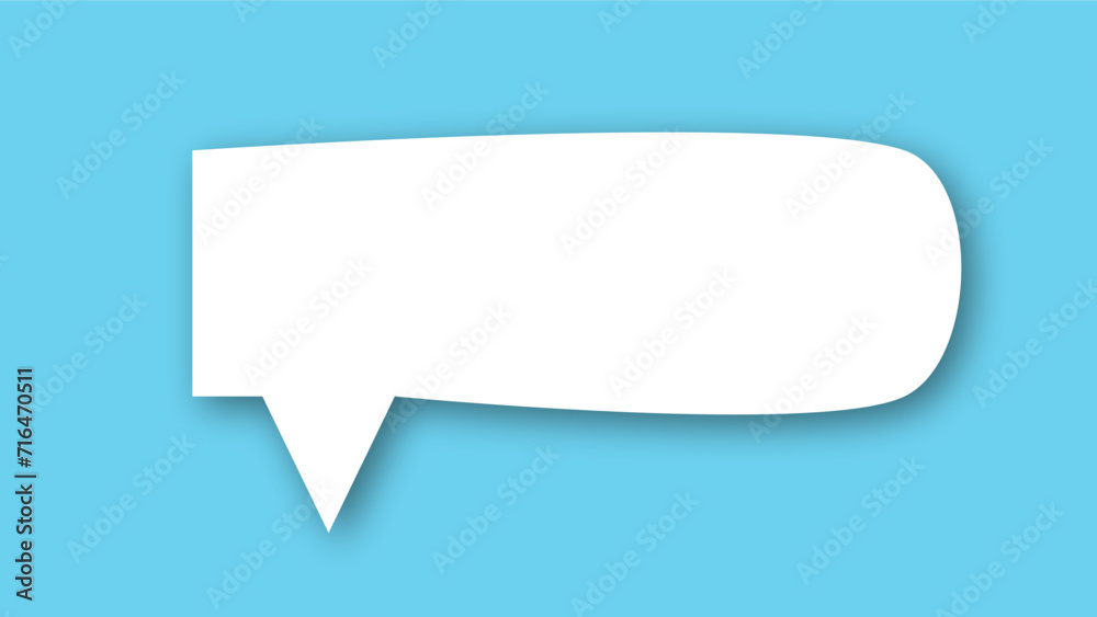 white speech bubble shape with light blue pastel background. space for text. abstract blank area for rill text of font.