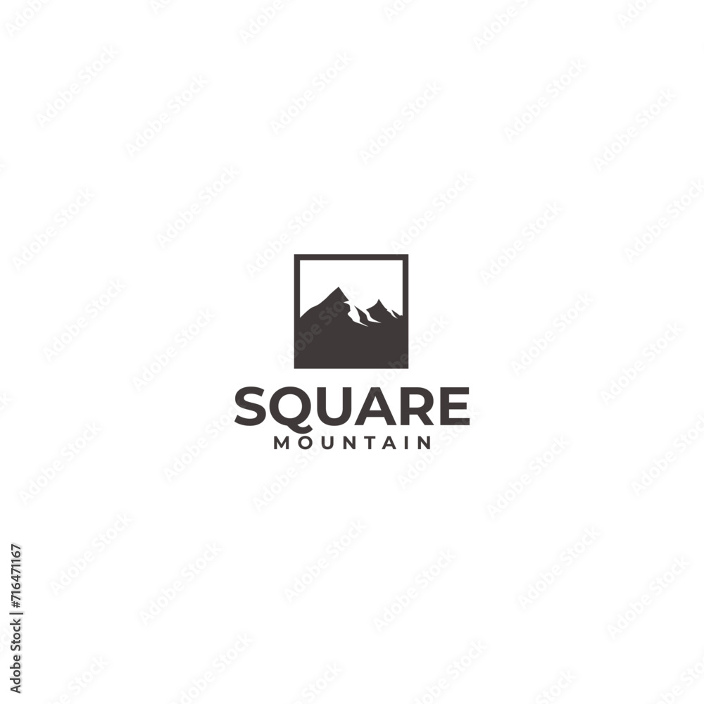 mountains logo design with cube mountain vector elements