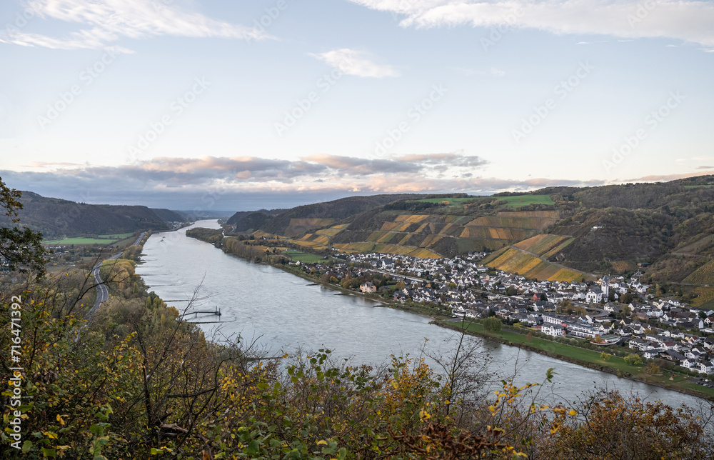 Autumn Vibes Wineyards Germany water of Rhine river in andernach near koblenz water transport freight ships Fall Colors