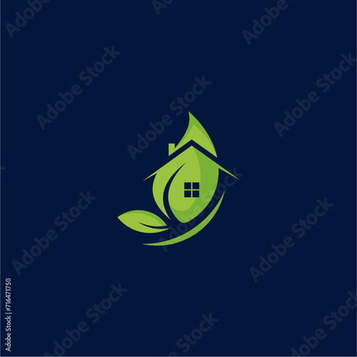 energy saving house logo design leaf house logo design natural house logo design