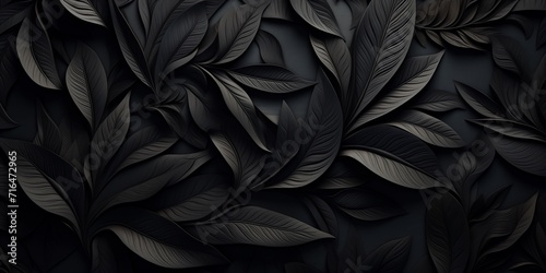 Close-Up of Leaves on Black Background