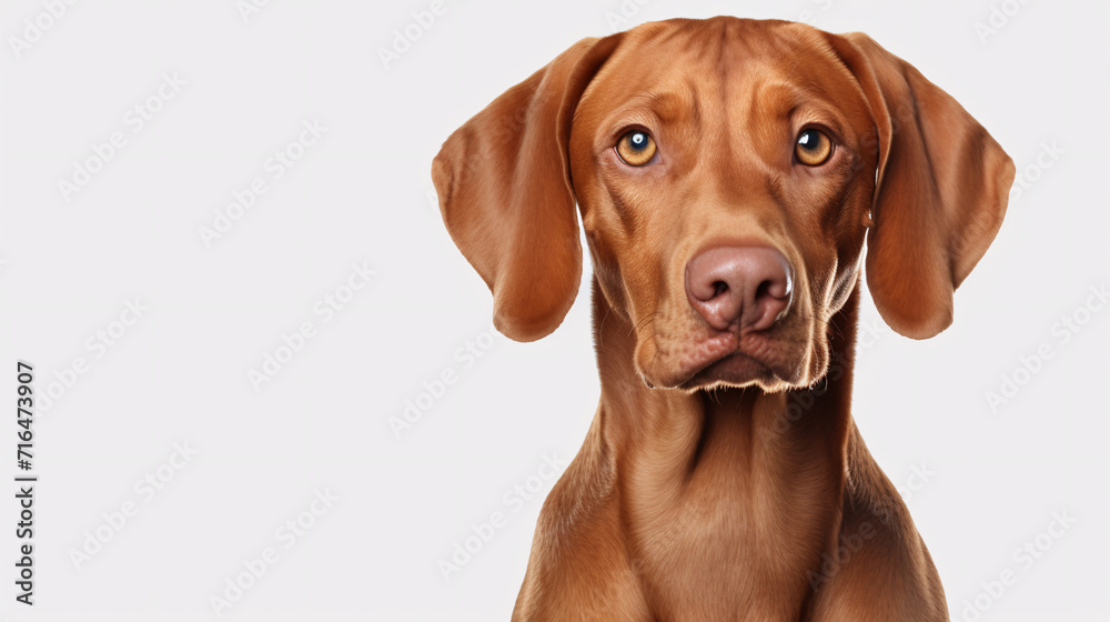 Hungarian vizsla dog looking at the camera on white background Hungarian vizsla dog looking at the camera on white background