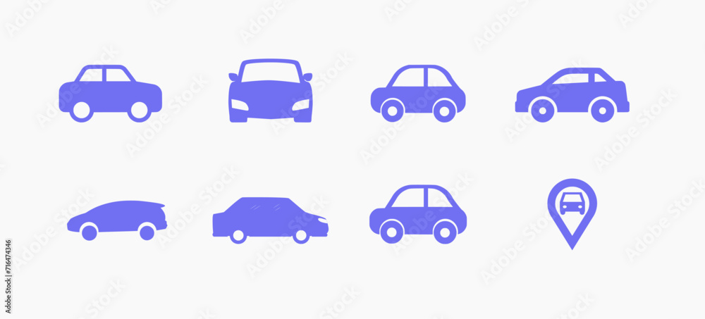 A set of car icons, personal cars A set of car icons, personal cars