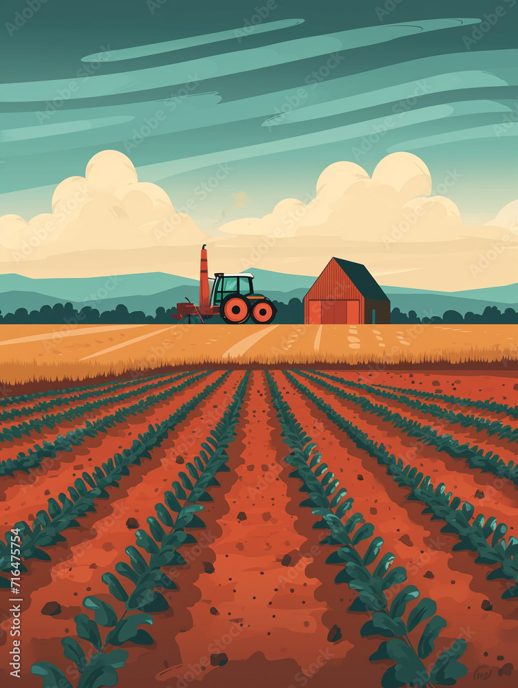 Obraz premium landscape with tractor