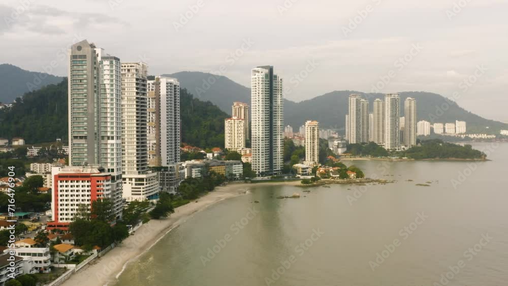 Aerial view of residential buildings on the shoreline of Penang Island Aerial view of residential buildings on the shoreline of Penang Island