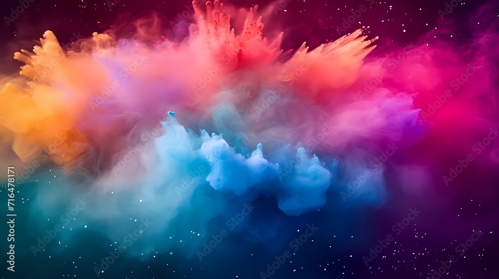 Fototapeta premium Dust explosion abstract background, Holi background
