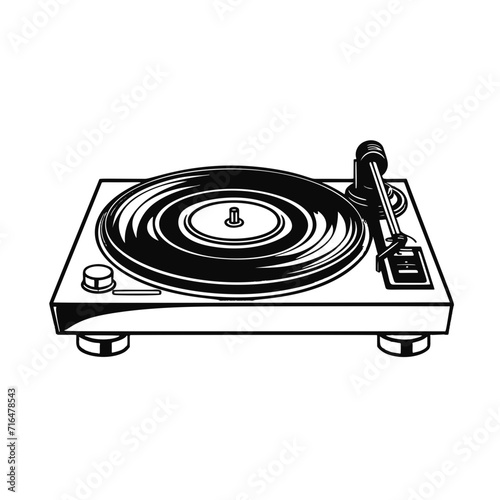 Musical gramophone sketch hand drawn vintage Vector illustration
