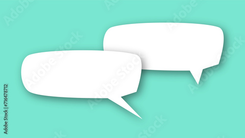 white speech bubble shape with green pastel background. space for text. abstract blank area for rill text of font.