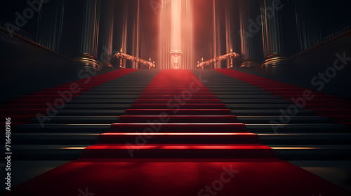 Luxurious and elegant red carpet staircase, holiday awards ceremony event