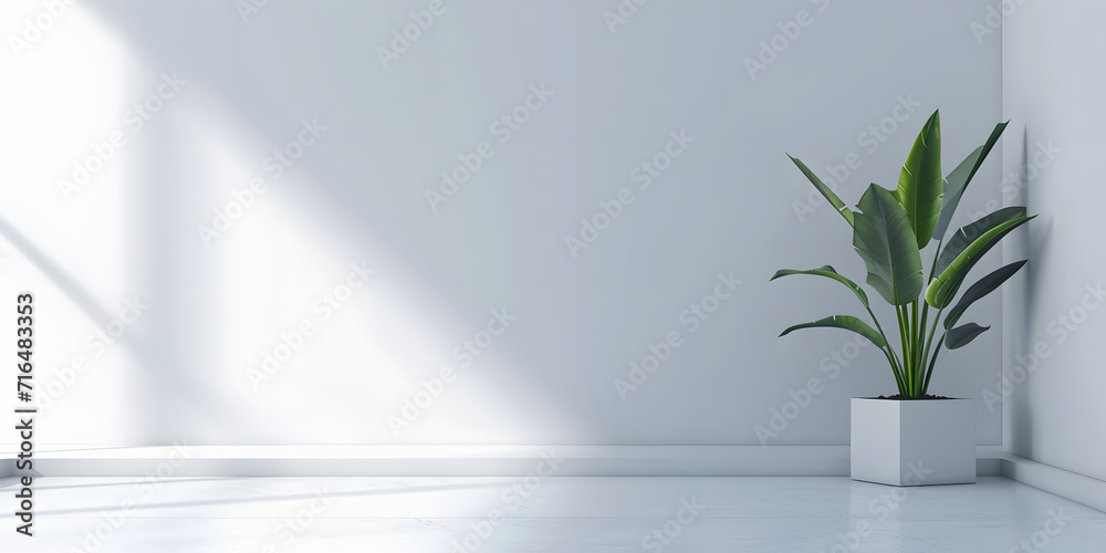Minimalist Interior with Plant and Sunlight Shadows Minimalist Interior with Plant and Sunlight Shadows