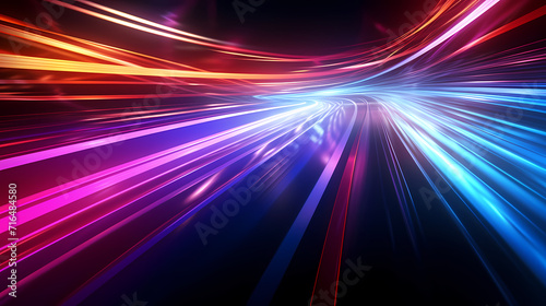Glowing shiny lines effect vector background, technology lines background and light effect, 3D rendering © ma