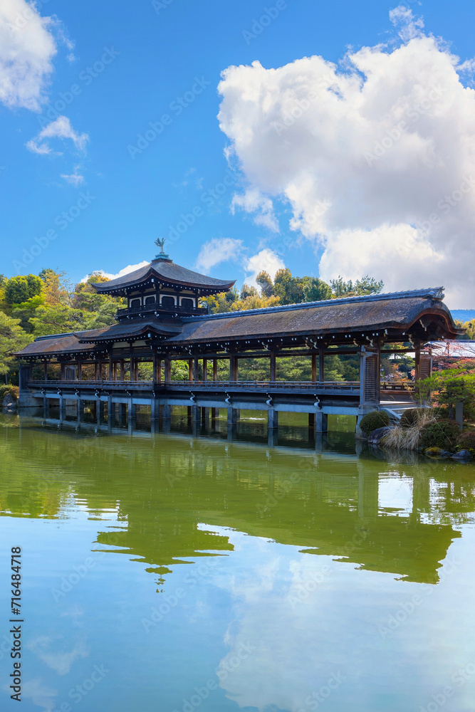 Heian Jingu Garden during full bloom cherry blossom in Heian Shrine, Kyoto, Japan