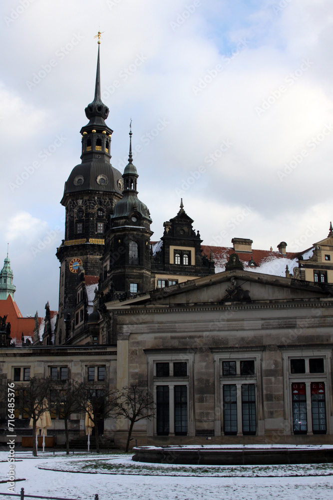 Dresden, Germany, 02.09.2013, landscape of the old town on a winter day