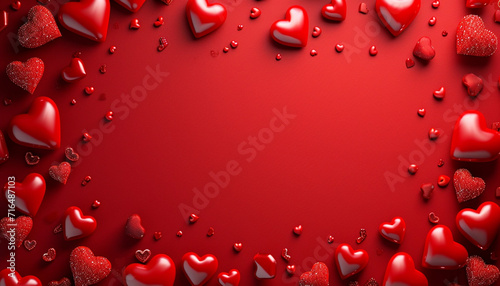 Happy Valentine s Day card  red hearts on a beautiful background. Congratulations on the holidays.