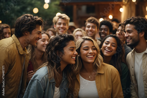 Joyful Young People Positively Smiling as a Group. Generative AI.