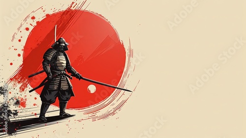 Samurai Amazing Design on a Background with Room for Writing photo