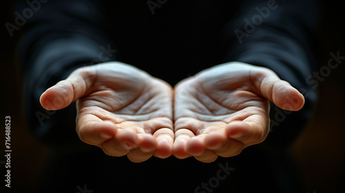A man's hands are waiting for an offer