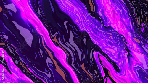 Fototapeta Naklejka Na Ścianę i Meble -  Bright fluid violet, black, neon blue background. Abstract liquid purple pink wave. Glitch Art trippy digital screen. Celebration Backdrop. Royal banner. Template. Luxury texture. Creative flyer. VR