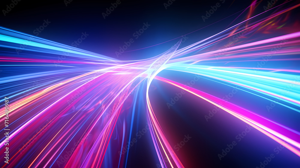 Glowing road speed lines, neon speed abstract background Glowing road speed lines, neon speed abstract background