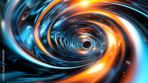abstract background in blue and orange with swirl. Generative AI