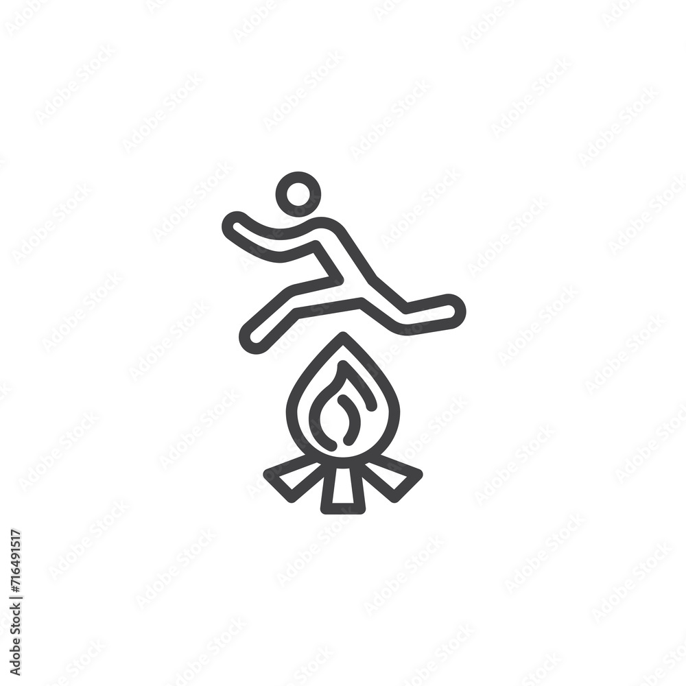 Novruz Bonfire Jumping line icon Novruz Bonfire Jumping line icon