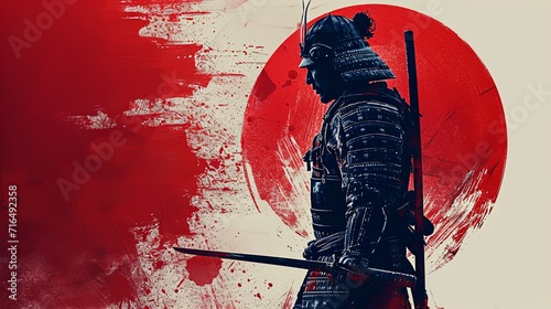 Artistic Illustration of a Samurai with Room for Quotes