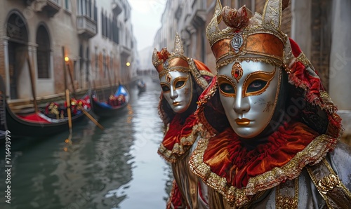 Italian colorful traditional carnival of masks in Venice.