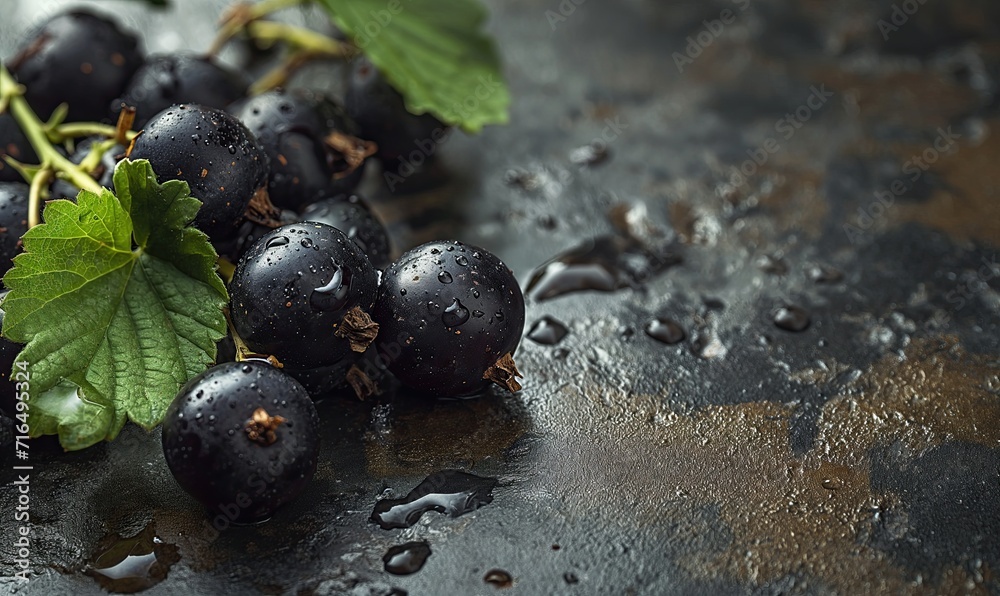 Close-up of black currants on a tin background. Close-up of black currants on a tin background.