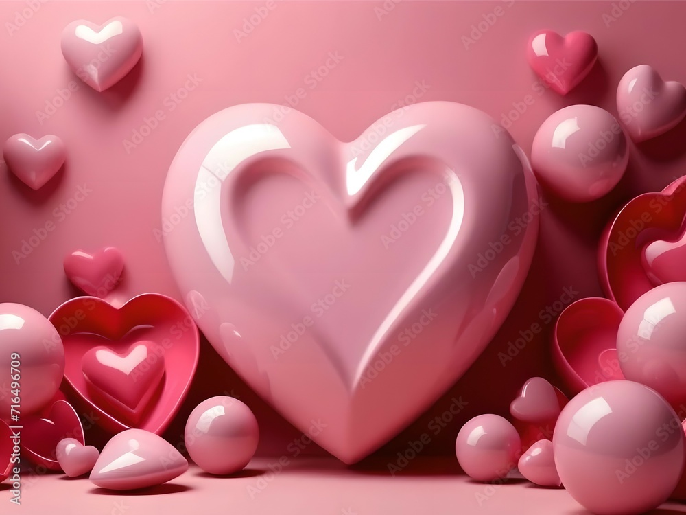 3d rendering of abstract composition for product presentation with pink heart