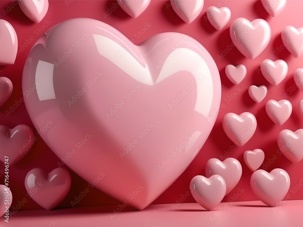 3d rendering of abstract composition for product presentation with pink heart