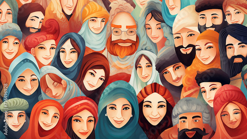 background texture multicultural group of people illustration