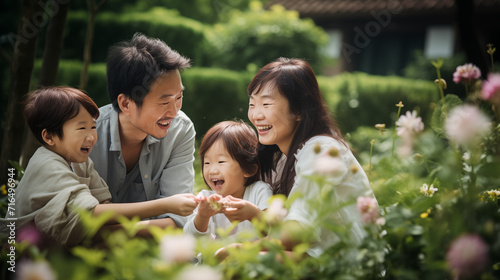  A heartwarming scene capturing a happy family enjoying quality time together. 