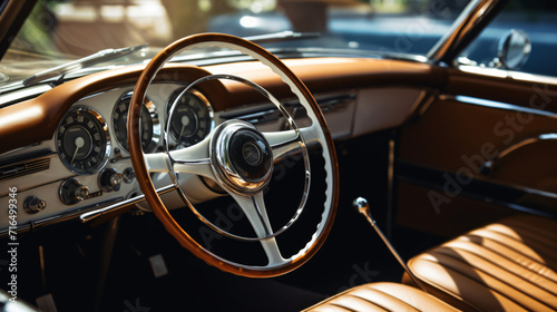 Wooden and steel steering wheel © Johnu