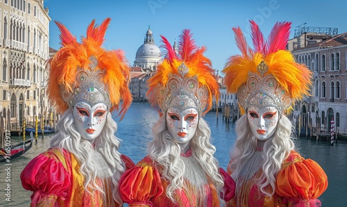 Italian colorful traditional carnival of masks in Venice.