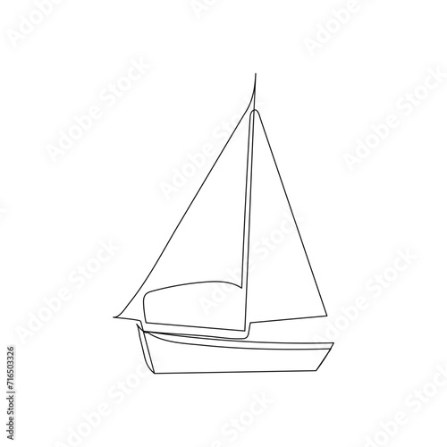 
Sailboat  continuous one line drawing outline vector illustration photo