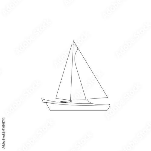  Sailboat continuous one line drawing outline vector illustration