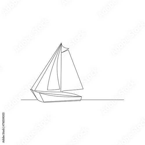  Sailboat  continuous one line drawing outline vector illustration