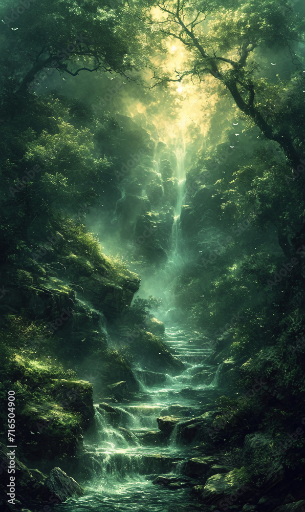 A mystical nature background for an oracle card. AI generative A mystical nature background for an oracle card. AI generative