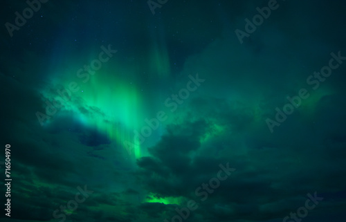 Northern lights between the Clouds, Aurora Borealis © inspi