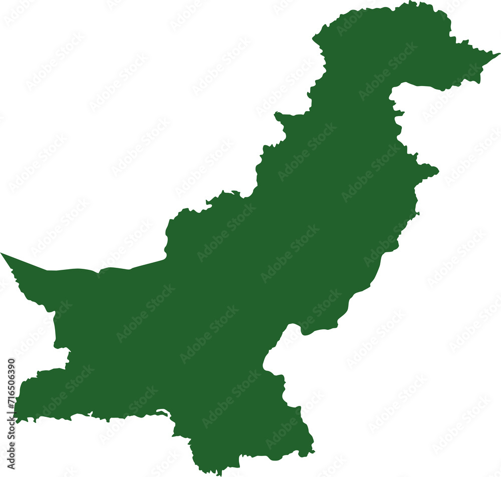 Pakistan map in Green isolated png