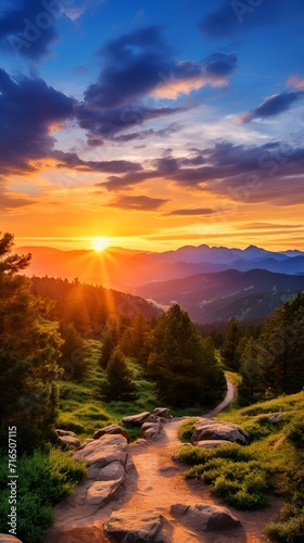 Sunrise over mountains captured in an aerial shot , Sunrise over mountains, aerial shot