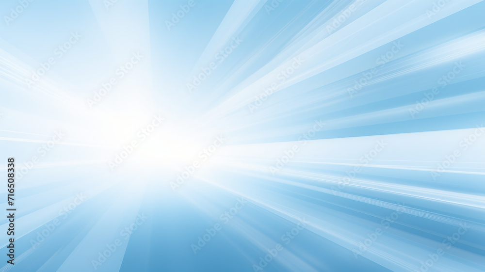 blue abstract background divergent rays of light zoom blurred in motion flat graphics copy space