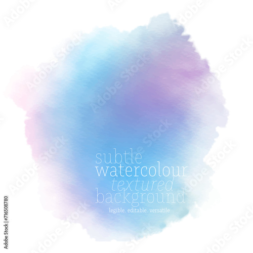 Abstract Subtle Watercolor Texture Background With Pastel Blue and Purple Color Blend