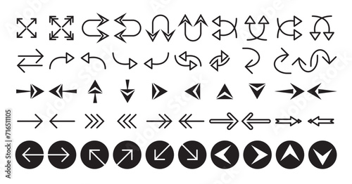 Arrows icon set isolated collection