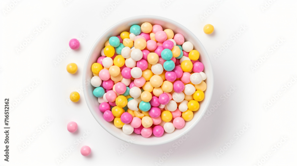 Bowl of sweet colorful popcorn
