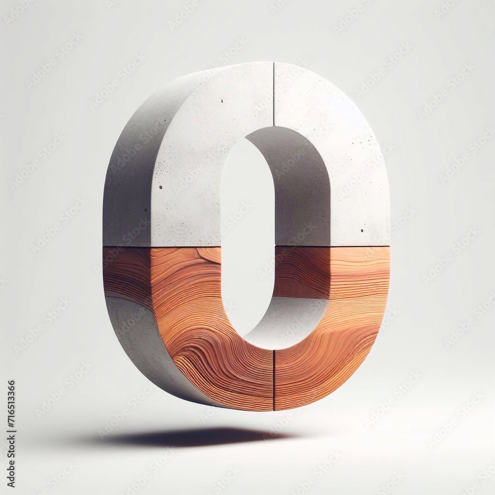0 digit shape created from concrete and wood. AI generated illustration 0 digit shape created from concrete and wood. AI generated illustration