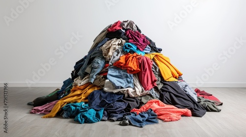 Pile of Colorful Clothes on Floor - Concept of Laundry Day