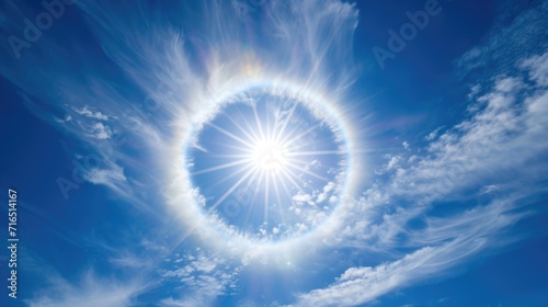Spectacular Halo Around the Sun - Atmospheric Phenomenon in the Sky