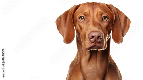 Hungarian vizsla dog looking at the camera on transparent background