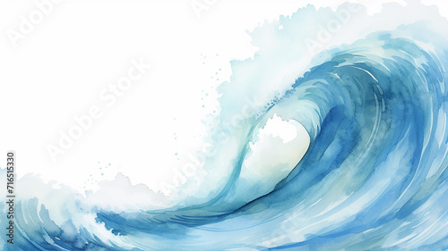 sea wave watercolor illustration isolated on white background, graphic element of ocean design © kichigin19